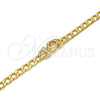 Oro Laminado Fancy Bracelet, Gold Filled Style Curb Design, with Brown Cubic Zirconia and White Crystal, Polished, Golden Finish, 03.59.0030.08