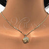 Oro Laminado Pendant Necklace, Gold Filled Style Elephant Design, with White Micro Pave, Polished, Golden Finish, 04.233.0008.18