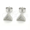 Sterling Silver Stud Earring, with White Cubic Zirconia, Polished, Rhodium Finish, 02.336.0044