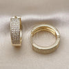 Oro Laminado Huggie Hoop, Gold Filled Style with White Micro Pave, Polished, Golden Finish, 02.195.0072.25