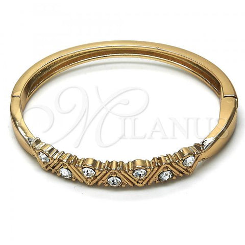 Oro Laminado Individual Bangle, Gold Filled Style with White Crystal, Polished, Golden Finish, 07.307.0004.04 (06 MM Thickness, Size 4 - 2.25 Diameter)