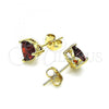 Oro Laminado Stud Earring, Gold Filled Style Heart Design, with Garnet Cubic Zirconia, Polished, Golden Finish, 02.213.0360.1