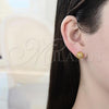 Oro Laminado Stud Earring, Gold Filled Style with White Micro Pave, Polished, Golden Finish, 02.344.0017