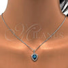 Rhodium Plated Pendant Necklace, Star Design, with Blue Topaz Opal and White Micro Pave, Polished, Rhodium Finish, 04.63.1325.6.18