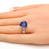 Rhodium Plated Multi Stone Ring, with Tanzanite Swarovski Crystals, Polished, Rhodium Finish, 01.239.0005.4 (One size fits all)