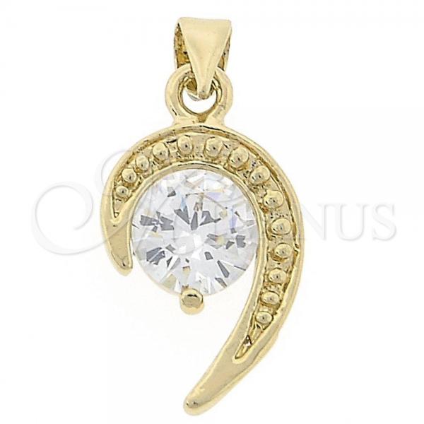 Oro Laminado Fancy Pendant, Gold Filled Style with White Cubic Zirconia, Polished, Golden Finish, 5.181.009