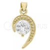 Oro Laminado Fancy Pendant, Gold Filled Style with White Cubic Zirconia, Polished, Golden Finish, 5.181.009