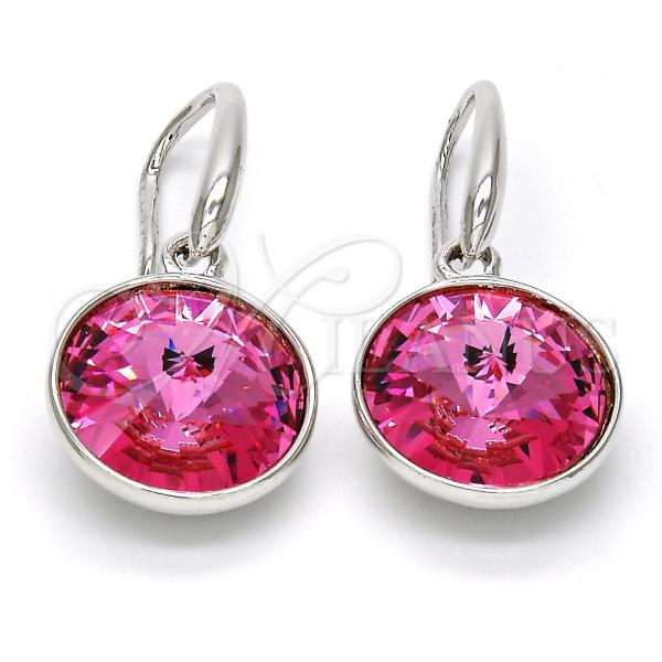 Rhodium Plated Dangle Earring, with Rose Swarovski Crystals, Polished, Rhodium Finish, 02.239.0001.10