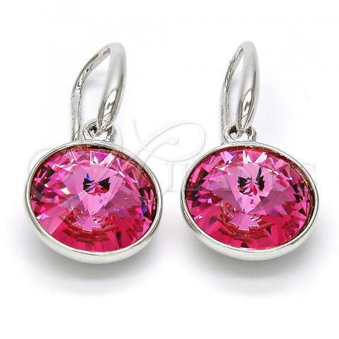 Rhodium Plated Dangle Earring, with Rose Swarovski Crystals, Polished, Rhodium Finish, 02.239.0001.10
