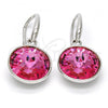 Rhodium Plated Dangle Earring, with Rose Swarovski Crystals, Polished, Rhodium Finish, 02.239.0001.10