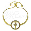 Oro Laminado Adjustable Bolo Bracelet, Gold Filled Style with Multicolor Micro Pave, Polished, Golden Finish, 03.341.0008.10