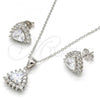 Sterling Silver Earring and Pendant Adult Set, with White Cubic Zirconia, Polished, Rhodium Finish, 10.175.0052