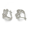Sterling Silver Huggie Hoop, Butterfly Design, with White Micro Pave, Polished, Rhodium Finish, 02.175.0049.10