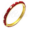 Oro Laminado Individual Bangle, Gold Filled Style Star and Moon Design, Red Enamel Finish, Golden Finish, 07.246.0005.5.05 (07 MM Thickness, Size 5 - 2.50 Diameter)