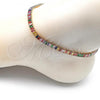 Oro Laminado Fancy Anklet, Gold Filled Style Baguette Design, with Multicolor Cubic Zirconia, Polished, Golden Finish, 03.130.0008.4.10