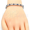 Rhodium Plated Tennis Bracelet, with Sapphire Blue and White Cubic Zirconia, Polished, Rhodium Finish, 03.210.0077.7.08