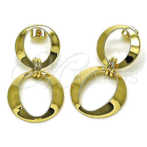 Oro Laminado Long Earring, Gold Filled Style Polished, Golden Finish, 02.385.0062