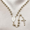 Oro Laminado Medium Rosary, Gold Filled Style Caridad del Cobre and Crucifix Design, Polished, Golden Finish, 09.213.0059.24
