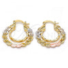 Oro Laminado Small Hoop, Gold Filled Style Diamond Cutting Finish, Tricolor, 02.170.0148.25