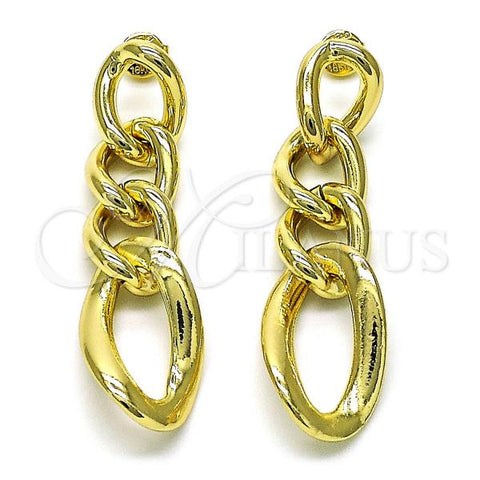 Oro Laminado Long Earring, Gold Filled Style Polished, Golden Finish, 02.213.0566