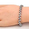 Rhodium Plated Tennis Bracelet, Leaf Design, with White Cubic Zirconia, Polished, Rhodium Finish, 03.210.0018.1.07