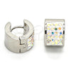 Stainless Steel Huggie Hoop, with Multicolor Cubic Zirconia, Polished, Steel Finish, 02.230.0007.18
