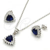 Sterling Silver Earring and Pendant Adult Set, with Sapphire Blue and White Cubic Zirconia, Polished, Rhodium Finish, 10.175.0052.3