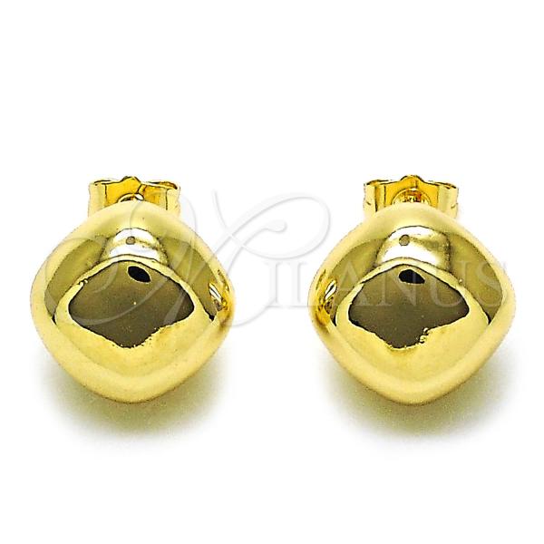 Oro Laminado Stud Earring, Gold Filled Style Hollow Design, Polished, Golden Finish, 02.428.0029