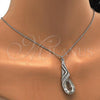 Rhodium Plated Pendant Necklace, Teardrop and Rolo Design, with Crystal and Aurore Boreale Swarovski Crystals, Polished, Rhodium Finish, 04.239.0037.2.16