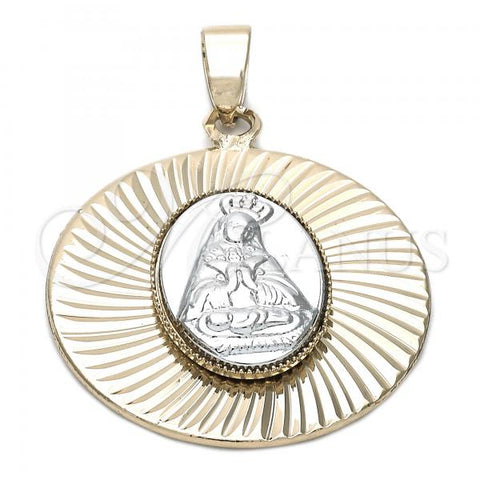 Oro Laminado Religious Pendant, Gold Filled Style Altagracia Design, Diamond Cutting Finish, Two Tone, 5.193.012