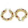 Oro Laminado Medium Hoop, Gold Filled Style with Garnet and White Crystal, Polished, Golden Finish, 02.122.0099.1.30