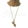 Oro Laminado Pendant Necklace, Gold Filled Style with White Crystal, Polished, Golden Finish, 04.242.0078.30