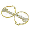 Oro Laminado Medium Hoop, Gold Filled Style Nameplate Design, Polished, Golden Finish, 02.213.0446.40
