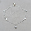 Sterling Silver Fancy Bracelet, Shell and Moon Design, Polished, Silver Finish, 03.409.0105.08