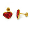 Stainless Steel Stud Earring, Heart Design, with Garnet Crystal, Polished, Golden Finish, 02.271.0022.8