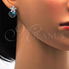 Rhodium Plated Stud Earring, Flower Design, with Indicolite Swarovski Crystals and White Micro Pave, Polished, Rhodium Finish, 02.63.2580