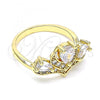 Oro Laminado Multi Stone Ring, Gold Filled Style Teardrop Design, with White Cubic Zirconia, Polished, Golden Finish, 01.221.0007.09