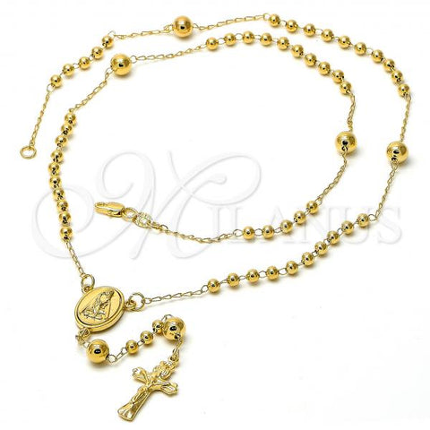 Oro Laminado Thin Rosary, Gold Filled Style Altagracia and Crucifix Design, Polished, Golden Finish, 5.211.006.2.24