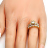 Oro Laminado Multi Stone Ring, Gold Filled Style with White Cubic Zirconia, Polished, Golden Finish, 01.99.0056.08 (Size 8)