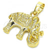 Oro Laminado Fancy Pendant, Gold Filled Style Elephant Design, Polished, Golden Finish, 05.213.0048