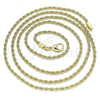 Oro Laminado Basic Necklace, Gold Filled Style Rope Design, Polished, Golden Finish, 04.213.0136.30