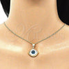 Oro Laminado Pendant Necklace, Gold Filled Style Evil Eye Design, Polished, Golden Finish, 04.351.0027.20