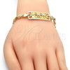Oro Laminado Fancy Bracelet, Gold Filled Style Tree and Heart Design, Polished, Golden Finish, 03.63.1855.07
