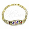 Oro Laminado Fancy Bracelet, Gold Filled Style with Multicolor Cubic Zirconia, Polished, Golden Finish, 03.316.0059.08