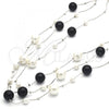 Rhodium Plated Fancy Necklace, with Black Pearl, Polished, Rhodium Finish, 04.321.0025.3.30