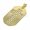 Oro Laminado Religious Pendant, Gold Filled Style Cross Design, Polished, Golden Finish, 05.09.0067