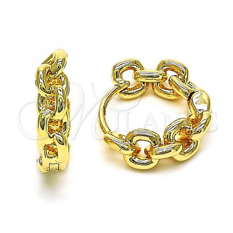 Oro Laminado Huggie Hoop, Gold Filled Style Rolo Design, Polished, Golden Finish, 02.195.0160.15