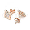 Sterling Silver Stud Earring, with White Cubic Zirconia, Polished, Rose Gold Finish, 02.369.0022.1