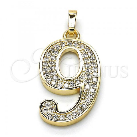 Oro Laminado Fancy Pendant, Gold Filled Style with White Cubic Zirconia, Polished, Golden Finish, 05.185.0029