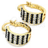 Oro Laminado Small Hoop, Gold Filled Style with Black and White Crystal, Polished, Golden Finish, 02.100.0072.5.15